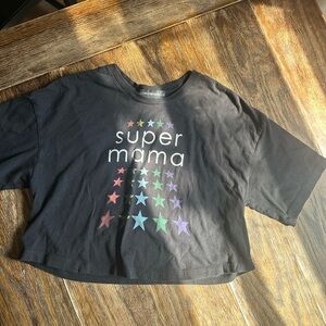 Super Mama Black Cropped T-Shirt